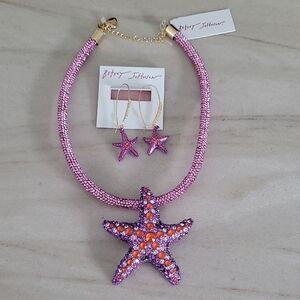 Betsey Johnson Pink and Orange Starfish Jewelry Set